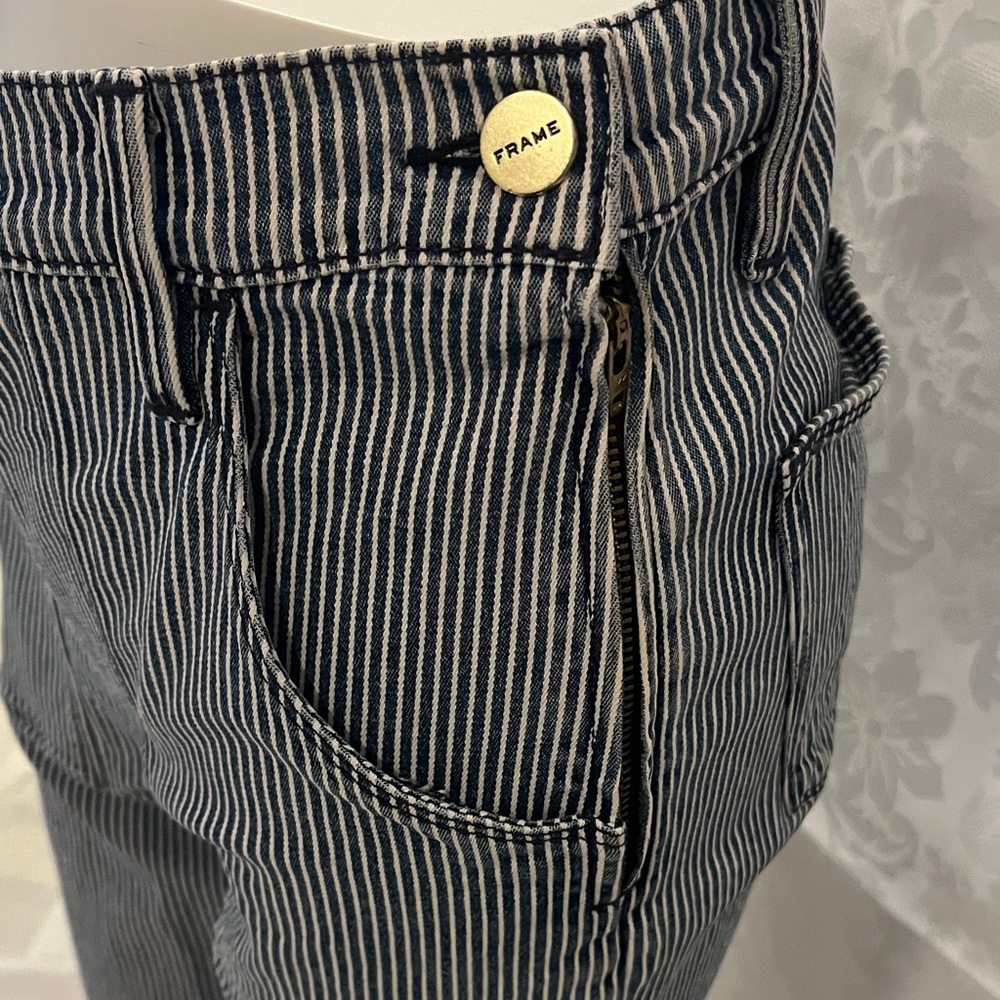 Frame Denim Blue and White Striped Ankle Jeans - Picture 6 of 12